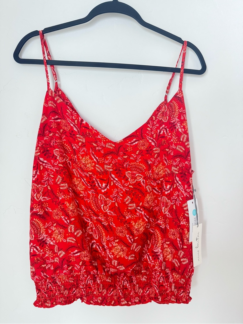 NWT Nine Britton Adkins Paisley Tie Back Detail Top Red Stitch Fix Cami XL